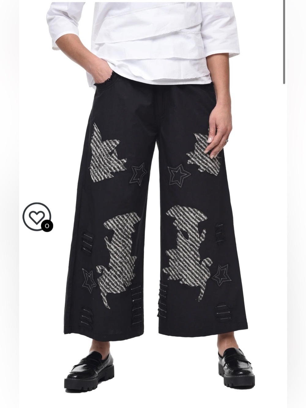 Tulip Clothing Scooter Pants in Black Size M Cotton Button Lagenlook Cycling